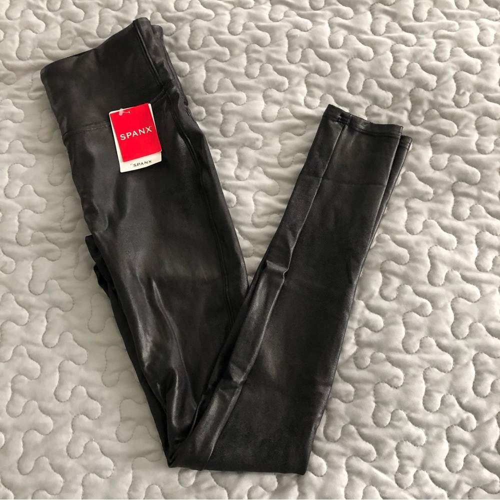 NWT SPANX faux leather leggings black XS